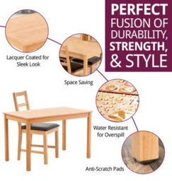 Hallowood Furniture Waverly Oak Dining Table (Tab1200) Set With 4 Small Ladder Back Chairs (Brown Seat) - thumbnail 2