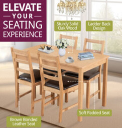 Hallowood Furniture Waverly Oak Dining Table (Tab1200) Set With 4 Small Ladder Back Chairs (Brown Seat) - thumbnail 5