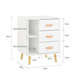 Sobuy Fbt95-W, Bedside Table End Table Sofa Table Nightstand Lamp Table,white,w48Xd40Xh60 - thumbnail 2