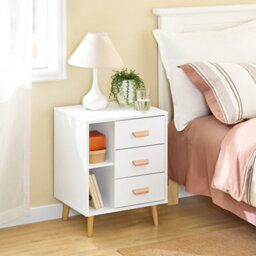 Sobuy Fbt95-W, Bedside Table End Table Sofa Table Nightstand Lamp Table,white,w48Xd40Xh60 - thumbnail 4