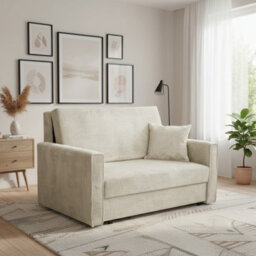Viva Bis Ii Premium Upholstered Sofa Bed For Living Room With Storage Chipboard Frame 133X85X98Cm Cream - thumbnail 1
