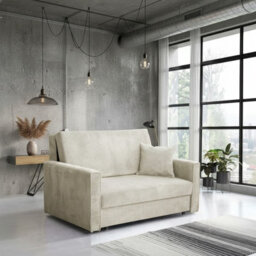 Viva Bis Ii Premium Upholstered Sofa Bed For Living Room With Storage Chipboard Frame 133X85X98Cm Cream - thumbnail 3