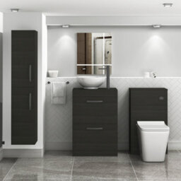 Royal Bathrooms 600mm Floor Standing Vanity Unit 2 Drawer Hale Black & Countertop Basin - Breeze With Matt Black Handle - thumbnail 2