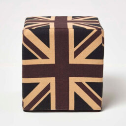 Homescapes Cotton Cube Pouffe Vintage Union Jack, 36 X 36 X 38 Cm - thumbnail 1