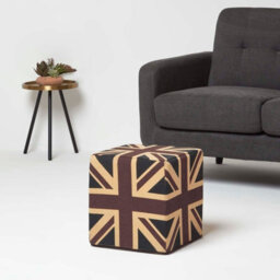 Homescapes Cotton Cube Pouffe Vintage Union Jack, 36 X 36 X 38 Cm - thumbnail 2