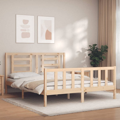 Berkfield Bed Frame With Headboard King Size Solid Wood - image 1