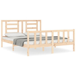 Berkfield Bed Frame With Headboard King Size Solid Wood - thumbnail 2