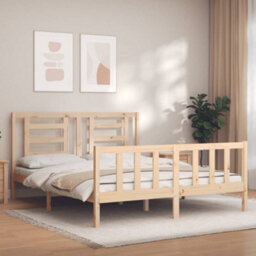 Berkfield Bed Frame With Headboard King Size Solid Wood - thumbnail 1
