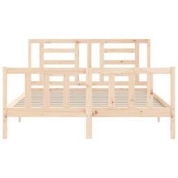 Berkfield Bed Frame With Headboard King Size Solid Wood - thumbnail 6