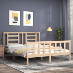 Berkfield Bed Frame With Headboard King Size Solid Wood - thumbnail 3