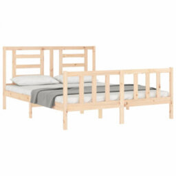 Berkfield Bed Frame With Headboard King Size Solid Wood - thumbnail 4