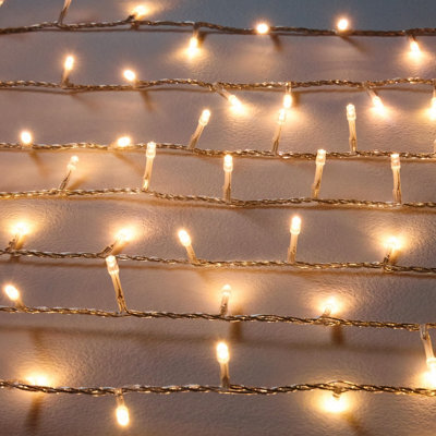 200 Warm White Led String Lights With Timer Function Clear Cable - image 1