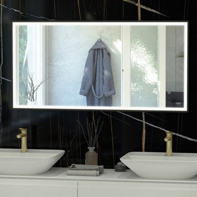 RAK Ceramics Rak Art Square Matt Black Led Illuminated Bathroom Mirror With Touch Sensor & Demister Pad, 1000X600mm, Ip44 Rated - image 1