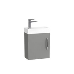 Royal Bathrooms Como 400mm Wall Hung Vanity Sink Unit Indigo Grey Gloss - 1 Door Cloakroom - thumbnail 5