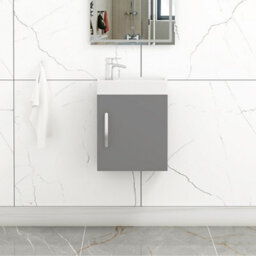 Royal Bathrooms Como 400mm Wall Hung Vanity Sink Unit Indigo Grey Gloss - 1 Door Cloakroom