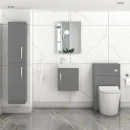 Royal Bathrooms Como 400mm Wall Hung Vanity Sink Unit Indigo Grey Gloss - 1 Door Cloakroom - thumbnail 4