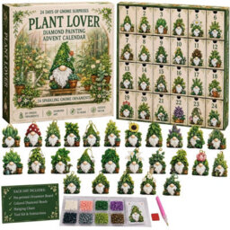 Amorly Plant Lover Gnome Diamond Painting Advent Calendar, Diy Gem Art Craft Kit, 24Pcs Hanging Ornaments, Gift For Garden Plant Lovers - thumbnail 1