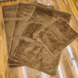 Biznest Set Of 4 Washable Mat Sparkly Design Mats Rugs Caravan Non Slip 75X125Cm (3Pc) & 50X67Cm (1Pc) (Brown, Large)