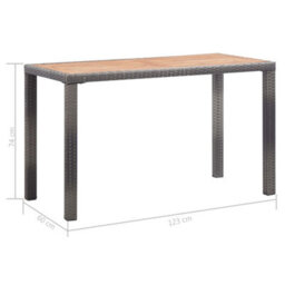 Walplus Garden Table Anthracite And Brown 123X60X74 Cm Solid Acacia Wood - thumbnail 6