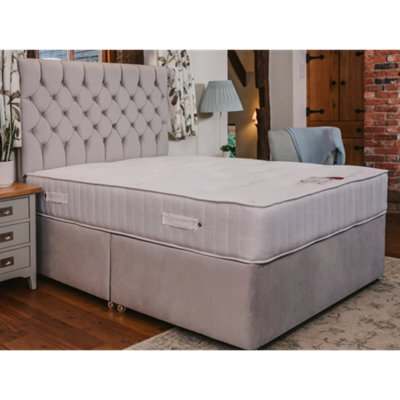 Divan Base Direct Ruby Memory Foam Orthopaedic Sprung Divan Bed Set 4Ft6 Double - Plush Light Silver - image 1