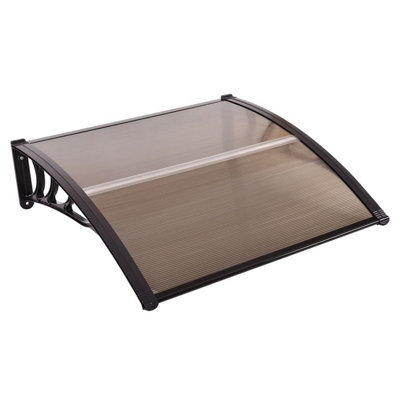 Costway Door Canopy Awning Shelter Front Back Porch Window Roof Outdoor Shade Patio Dark Brown - image 1