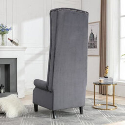Furniture In Fashion Trento Tall Upholstered Velvet Porter Chair In Grey - thumbnail 5