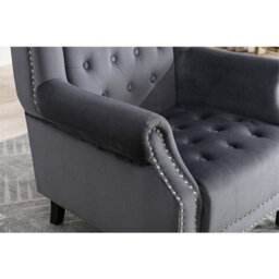 Furniture In Fashion Trento Tall Upholstered Velvet Porter Chair In Grey - thumbnail 8
