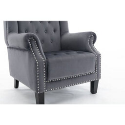 Furniture In Fashion Trento Tall Upholstered Velvet Porter Chair In Grey - thumbnail 7