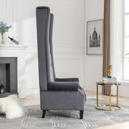 Furniture In Fashion Trento Tall Upholstered Velvet Porter Chair In Grey - thumbnail 4