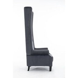 Furniture In Fashion Trento Tall Upholstered Velvet Porter Chair In Grey - thumbnail 3