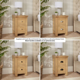 The Furniture Market Marbury Oak Slim 2 Drawer Bedside Table Narrow Nightstand For Small Spaces Solid Wood Brushed Nickel Handles Fully Assembled - thumbnail 7