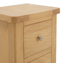 The Furniture Market Marbury Oak Slim 2 Drawer Bedside Table Narrow Nightstand For Small Spaces Solid Wood Brushed Nickel Handles Fully Assembled - thumbnail 4
