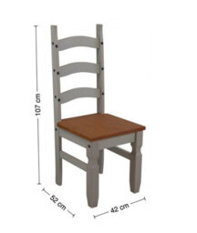 Mercers Furniture Corona Grey Wax Pair Of Dining Chairs Slat Back Solid Wood Pine Wooden X2 With Mexican Styling - thumbnail 3