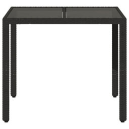 Walplus Garden Table With Glass Top Black 90X90X75 Cm Poly Rattan - thumbnail 4