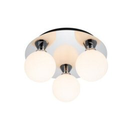 Cosylyte Bowen Bathroom 3 Light Classic Opal Glass Ceiling Flush Light - Chrome - thumbnail 3