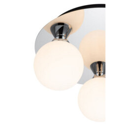 Cosylyte Bowen Bathroom 3 Light Classic Opal Glass Ceiling Flush Light - Chrome - thumbnail 5