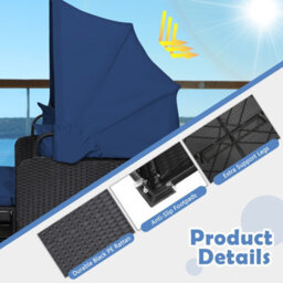 Gainoom Outdoor Daybed Pe Rattan Wicker For 2 Persons With Retractable Canopy - thumbnail 9