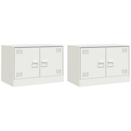 Berkfield Tv Cabinets 2 Pcs White 67X39X44 Cm Steel - thumbnail 2