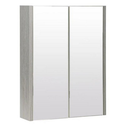 Clifton Mirror Bathroom Cabinet 500mm Wide - Silver Oak - image 1