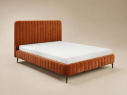 Solace+Co Adelaide Fluted Upholstered Bed Frame, Kingsize, Burnt Orange Corduroy - thumbnail 4