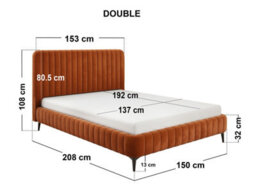 Solace+Co Adelaide Fluted Upholstered Bed Frame, Kingsize, Burnt Orange Corduroy - thumbnail 6