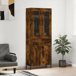 Berkfield Elegant Highboard Smoked Oak 69.5X34X180 Cm Engineered Wood - thumbnail 2