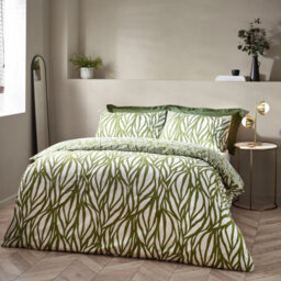 HÖEM Hoem Frond Abstract Cotton Rich Reversible Duvet Cover Set, Single, Green - thumbnail 1