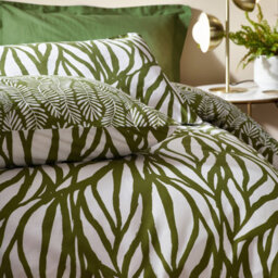HÖEM Hoem Frond Abstract Cotton Rich Reversible Duvet Cover Set, Single, Green - thumbnail 4