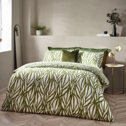 HÖEM Hoem Frond Abstract Cotton Rich Reversible Duvet Cover Set, Single, Green - thumbnail 2