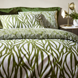 HÖEM Hoem Frond Abstract Cotton Rich Reversible Duvet Cover Set, Single, Green - thumbnail 3
