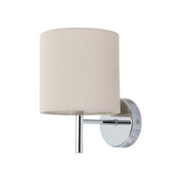 First Choice Lighting Brea - Chrome Wall Light With Natural Linen Shade - thumbnail 1