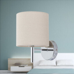 First Choice Lighting Brea - Chrome Wall Light With Natural Linen Shade - thumbnail 3