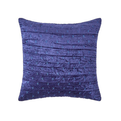 Homescapes Navy Blue Crushed Velvet Cushion Cover, 40 X 40 Cm - image 1