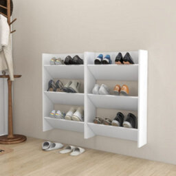 Berkfield Modern Wall Shoe Cabinets 2 Pcs  White 60X18X90 Cm Engineered Wood - thumbnail 2